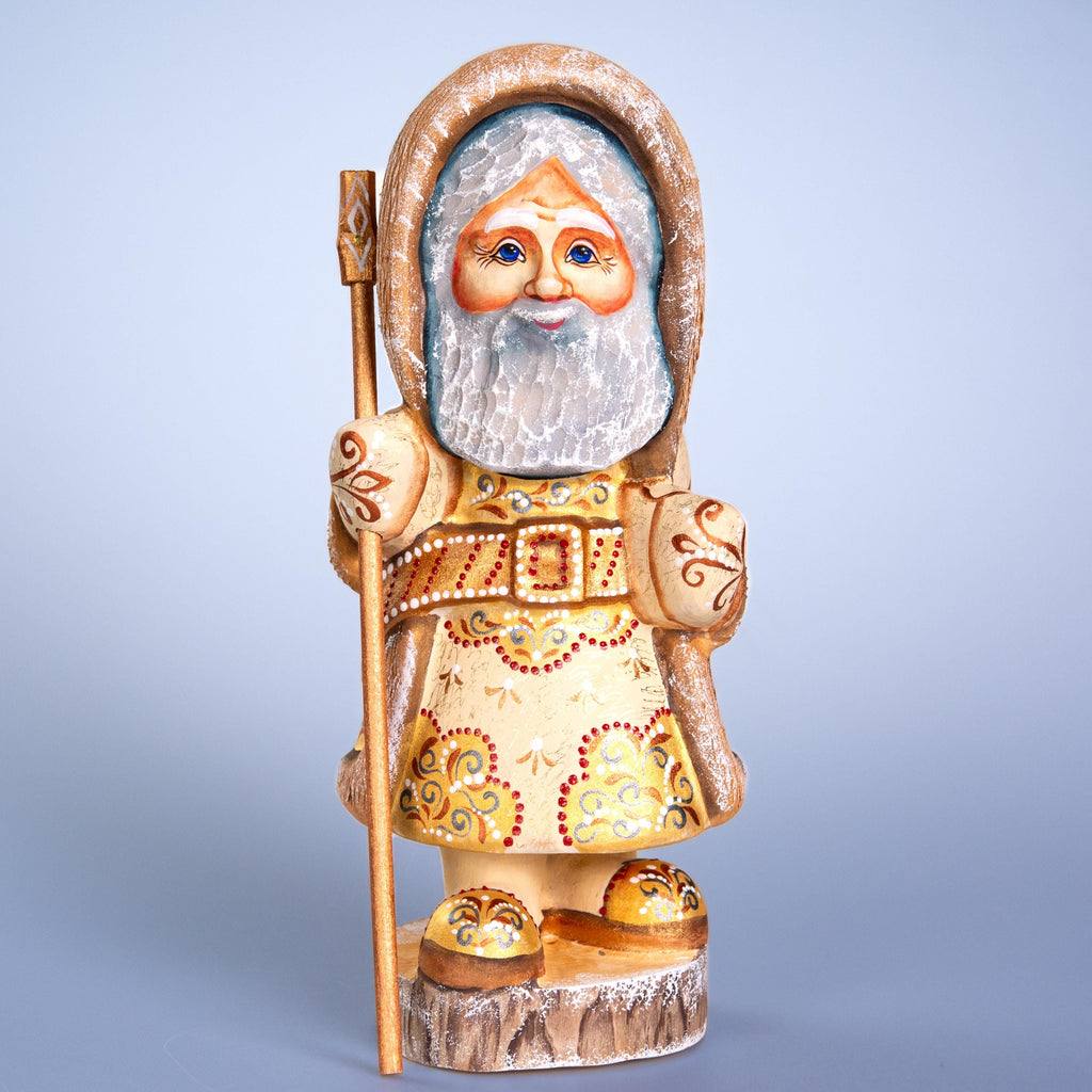 Kris Kringle Santa figurine 11 inch, Scandinavian ivory coat, tabletop centerpiece