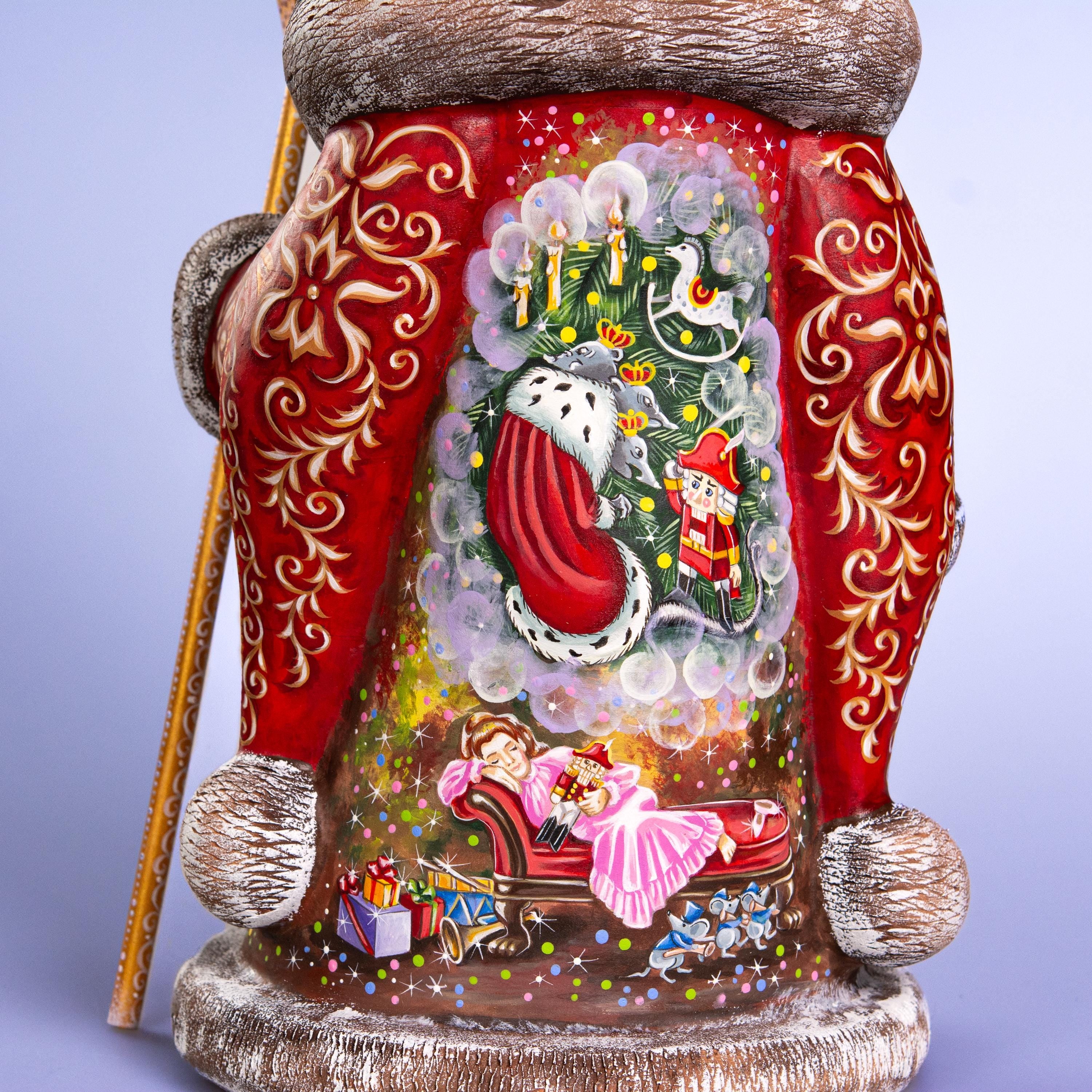 Hand Carved Wooden Santa Statue 14", Nutcracker Scene, Old World