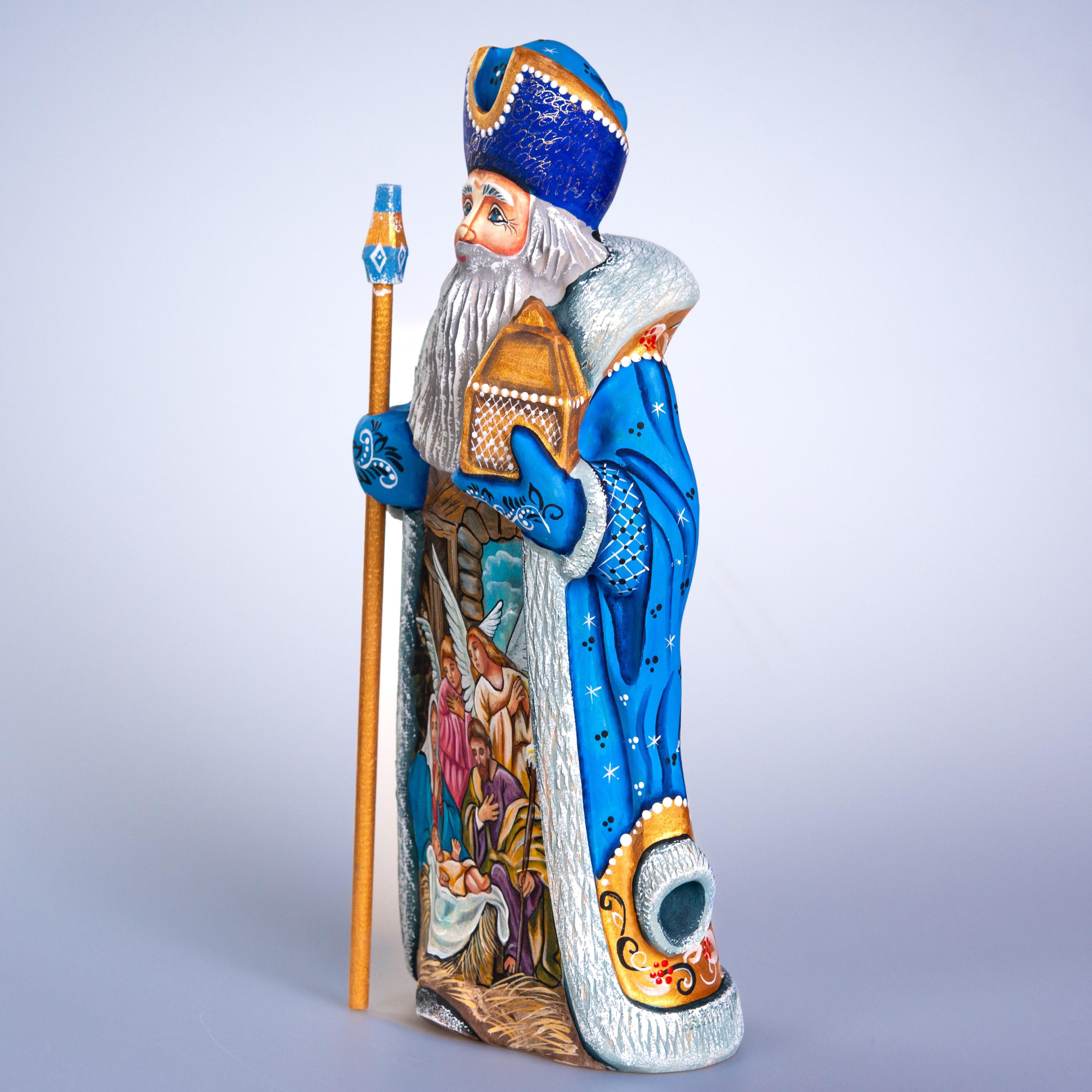 Hand carved Santa wooden figurine 12 inch, Nativity scene collectible