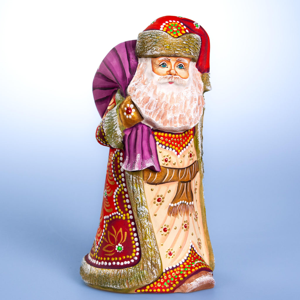 Hand carved Santa 9 inch solid wood figurine, folk art collectible