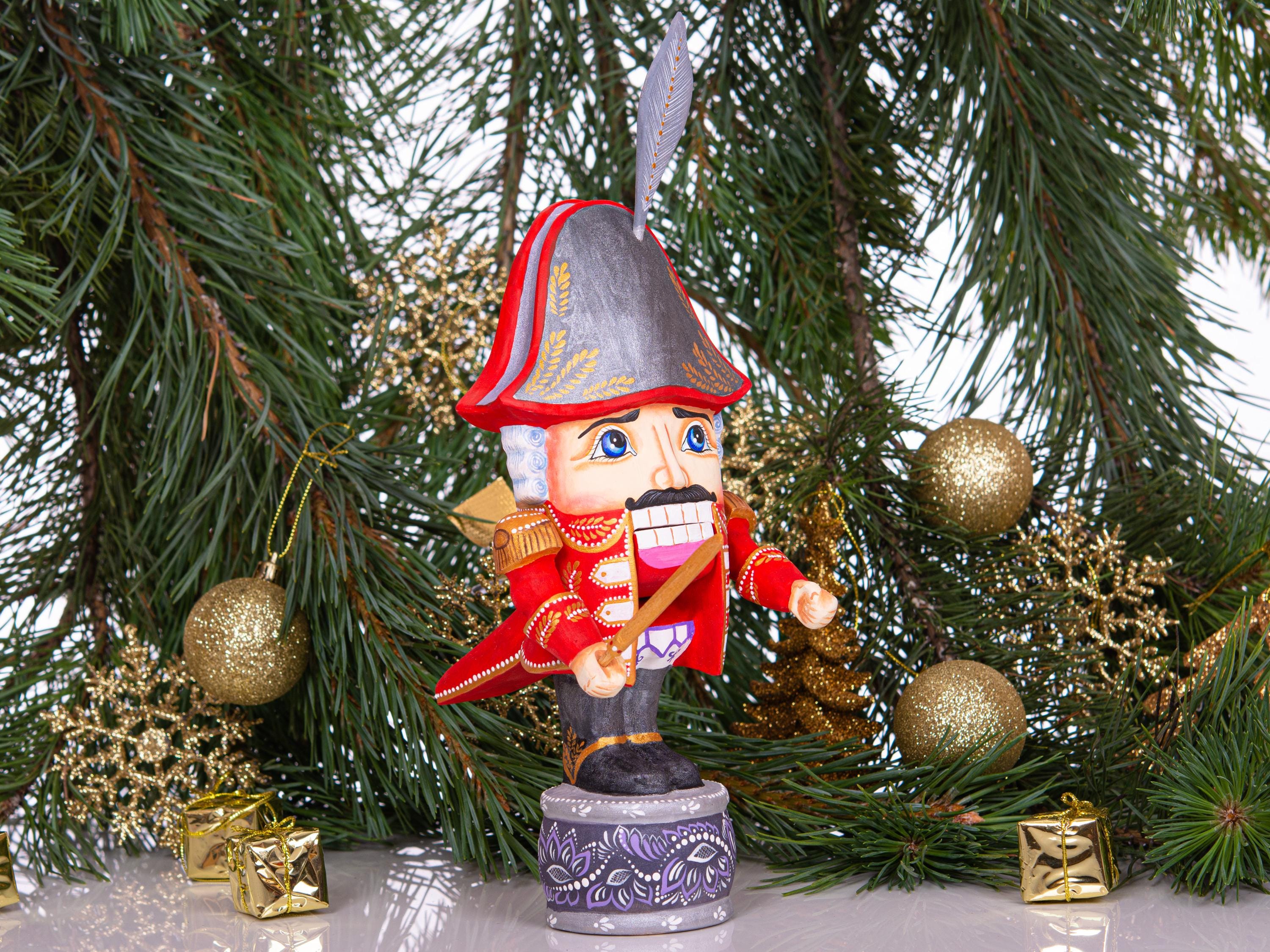 Nutcracker soldier wooden figurine 11 inch, ballet holiday shelf decor