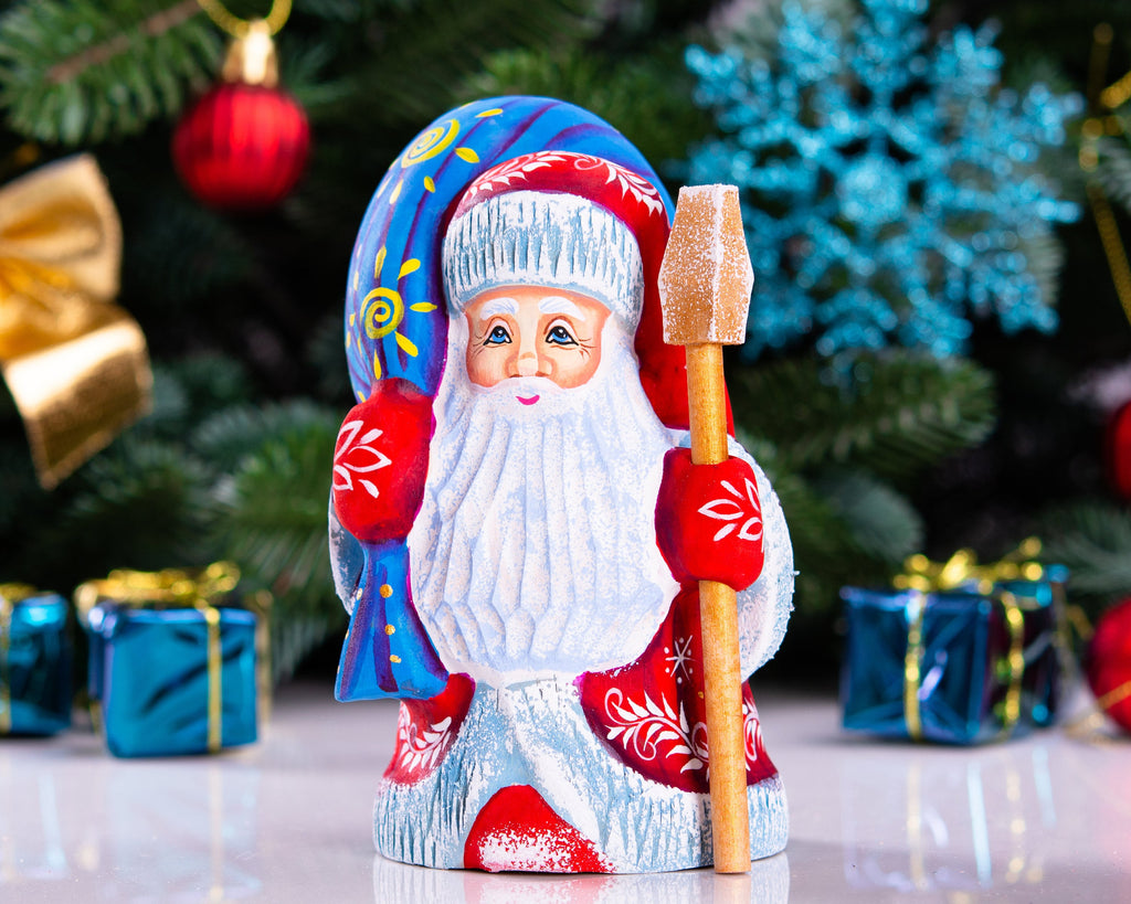 Hand Carved Wooden Santa Figurine: Signed Collectible Christmas Decor