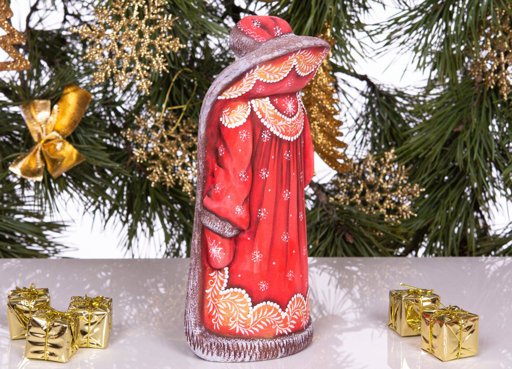 Hand-Carved Wooden Santa Claus Figurine: 9" Christmas Home Decor