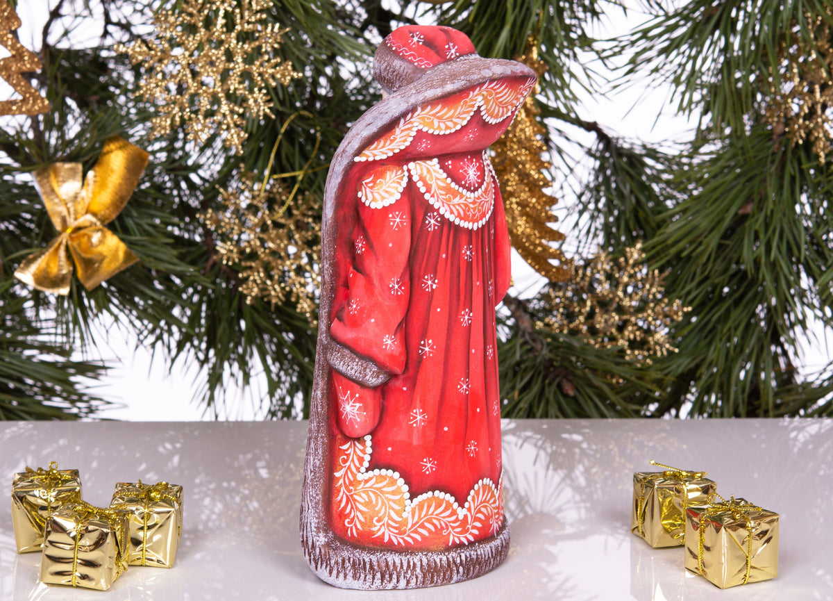 Hand-Carved Wooden Santa Claus Figurine: 9" Christmas Home Decor