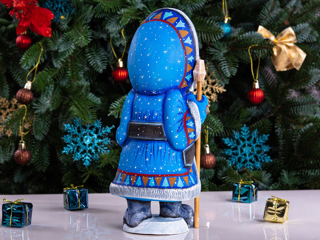 Hand Carved Wooden Santa Figurine: Painted Christmas Decoration, Signed