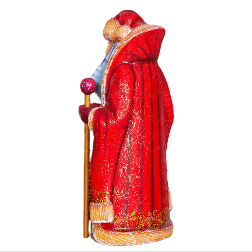Hand-Carved Wooden Santa Claus Figurine: Whimsical Christmas Decor