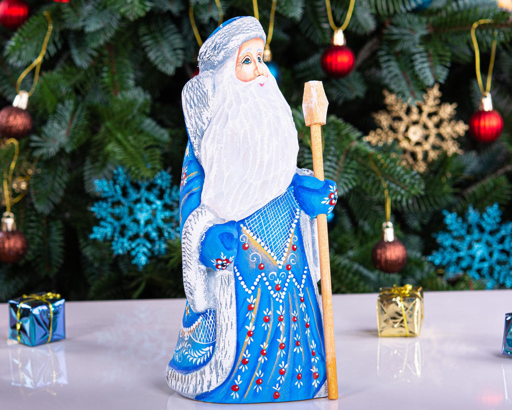 Hand Carved Wooden Santa Claus Figurine: Signed Christmas Decor
