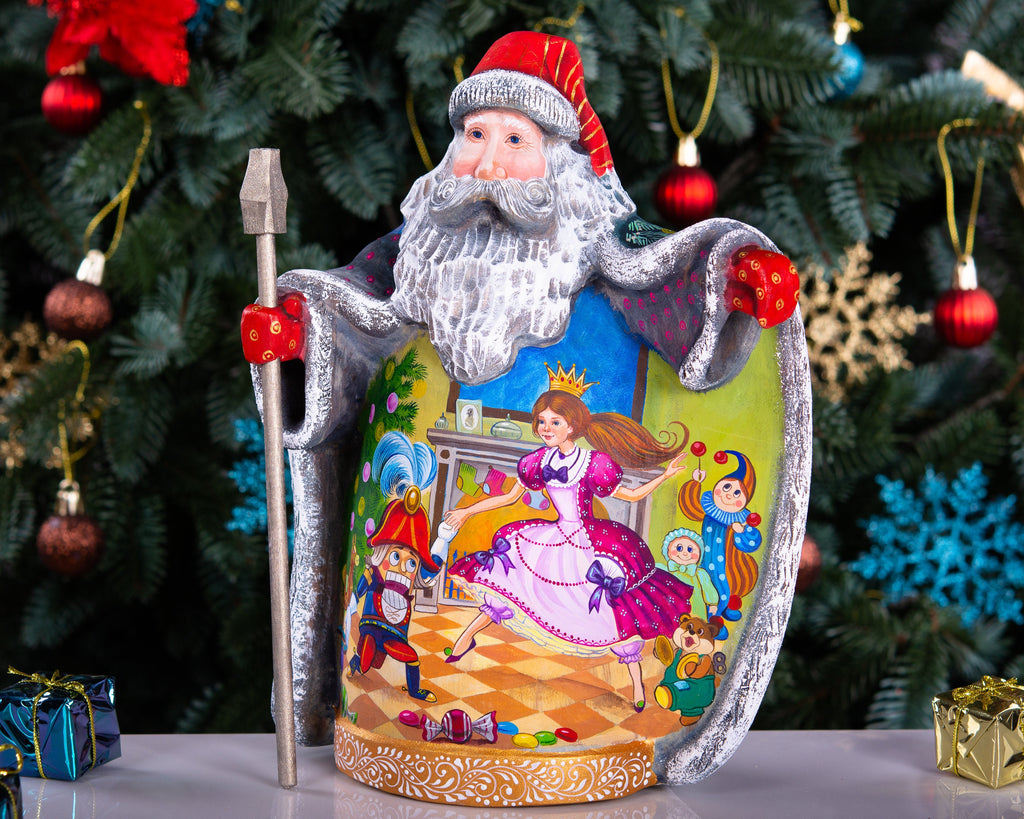 Hand-Carved Wooden Santa Claus Figurine: Unique Christmas Decor (10 inch)