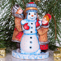 Wooden Hand Carved Snowman Figurine 8", Handmade Christmas Home Decoration Indoor