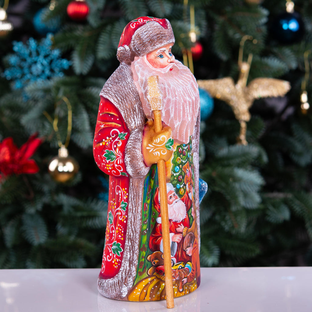 Santa Claus figurine, folk art children with toys, 9.4 inch