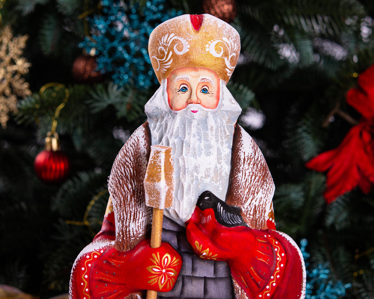 Saint Nicholas with Nativity Statue 12.9", Hand Carved Wood
