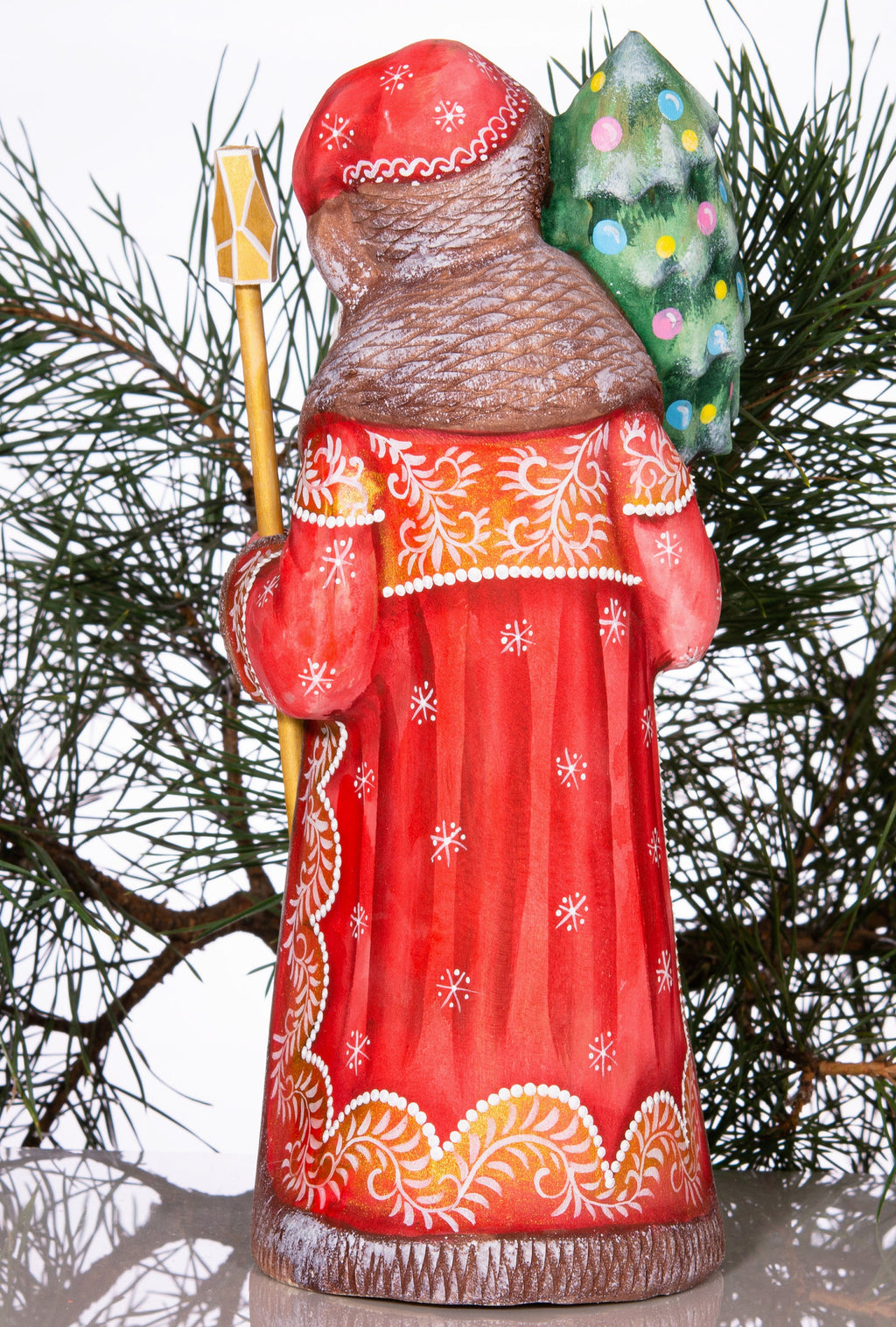 Hand carved Santa figurine 11 inch, winter village child, mantel Christmas decoration