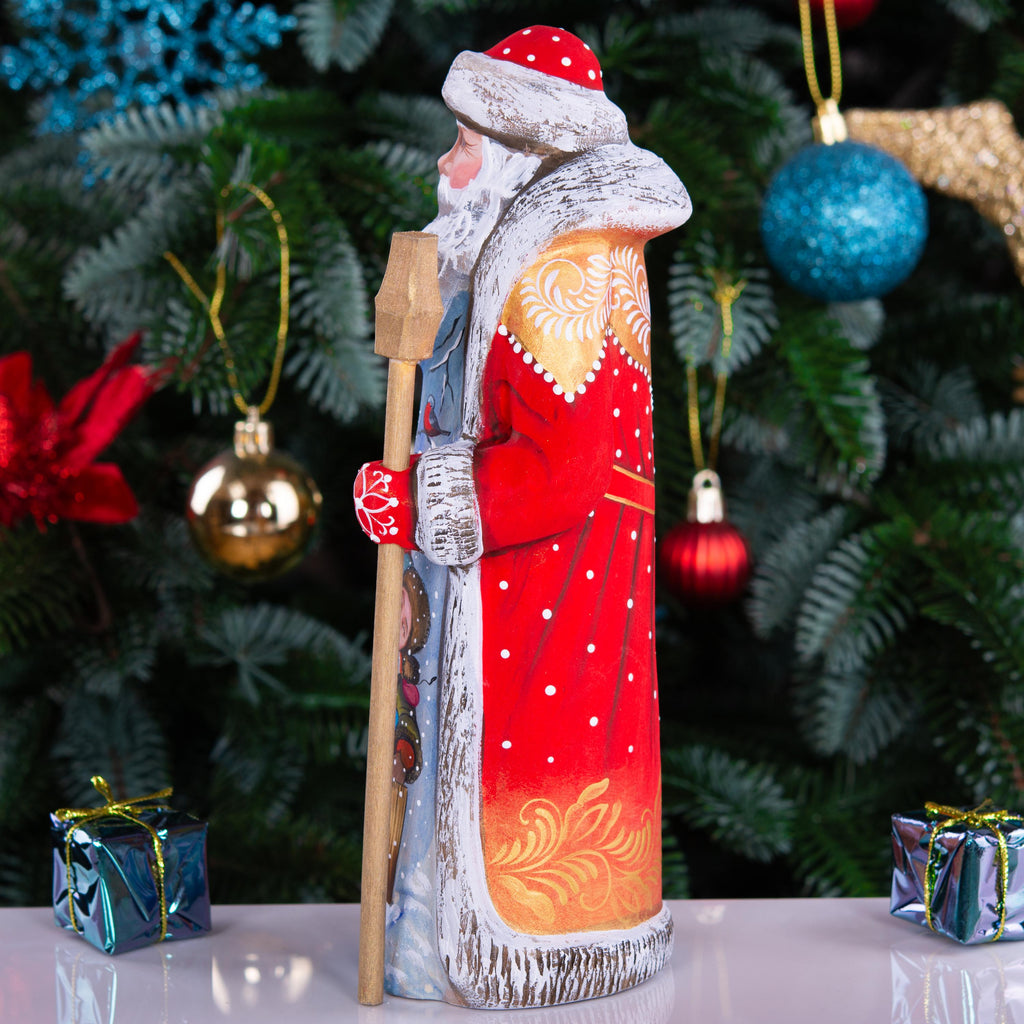 Wooden Santa Claus figurine 9", Funny Christmas Gift Idea - Christmas Holiday Home Decoration indoor made in Ukraine