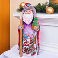 Kris Kringle wooden figurine 9 inch, Santa in sleigh scene