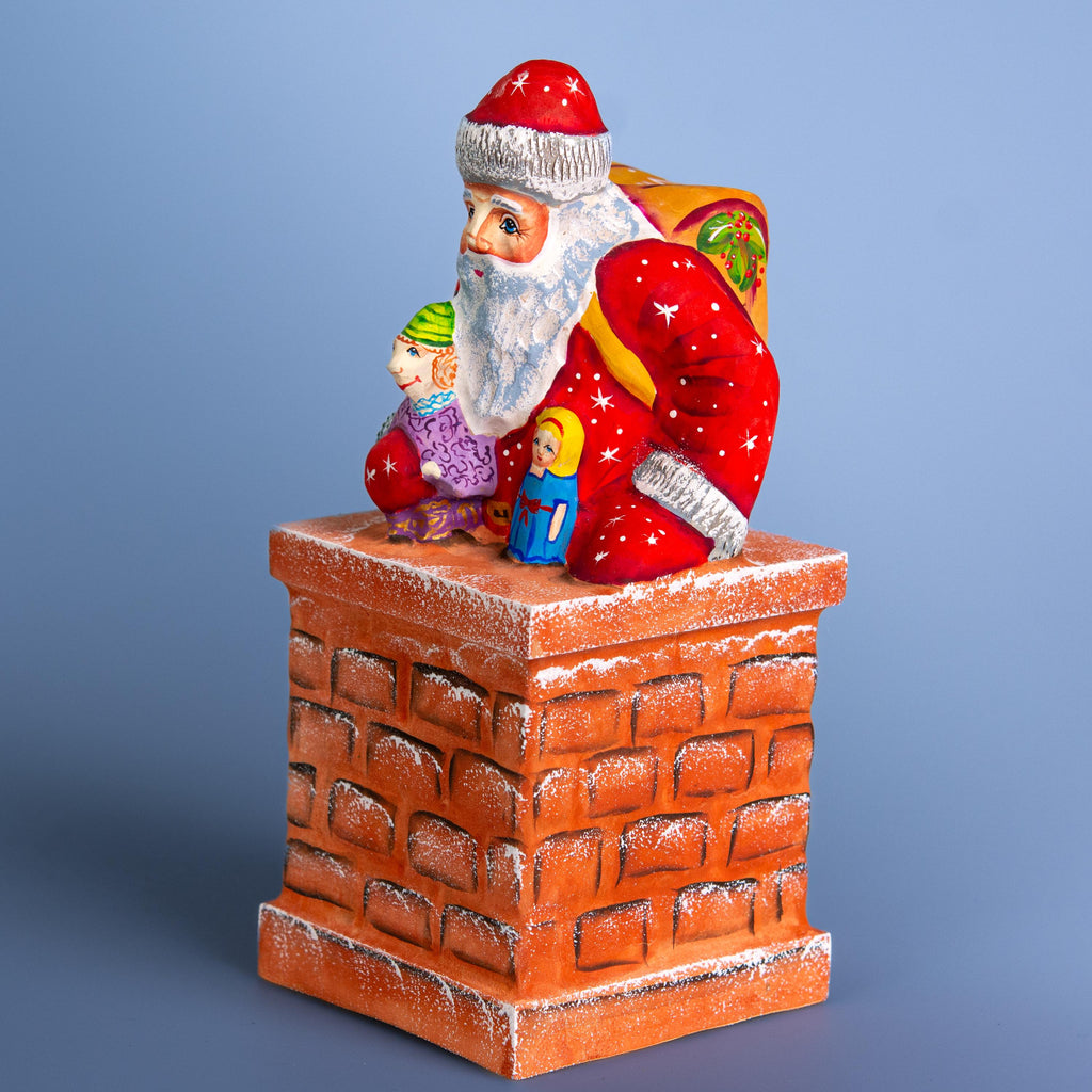 Hand Carved Wooden Santa Claus Figurine - Handmade Christmas Decor