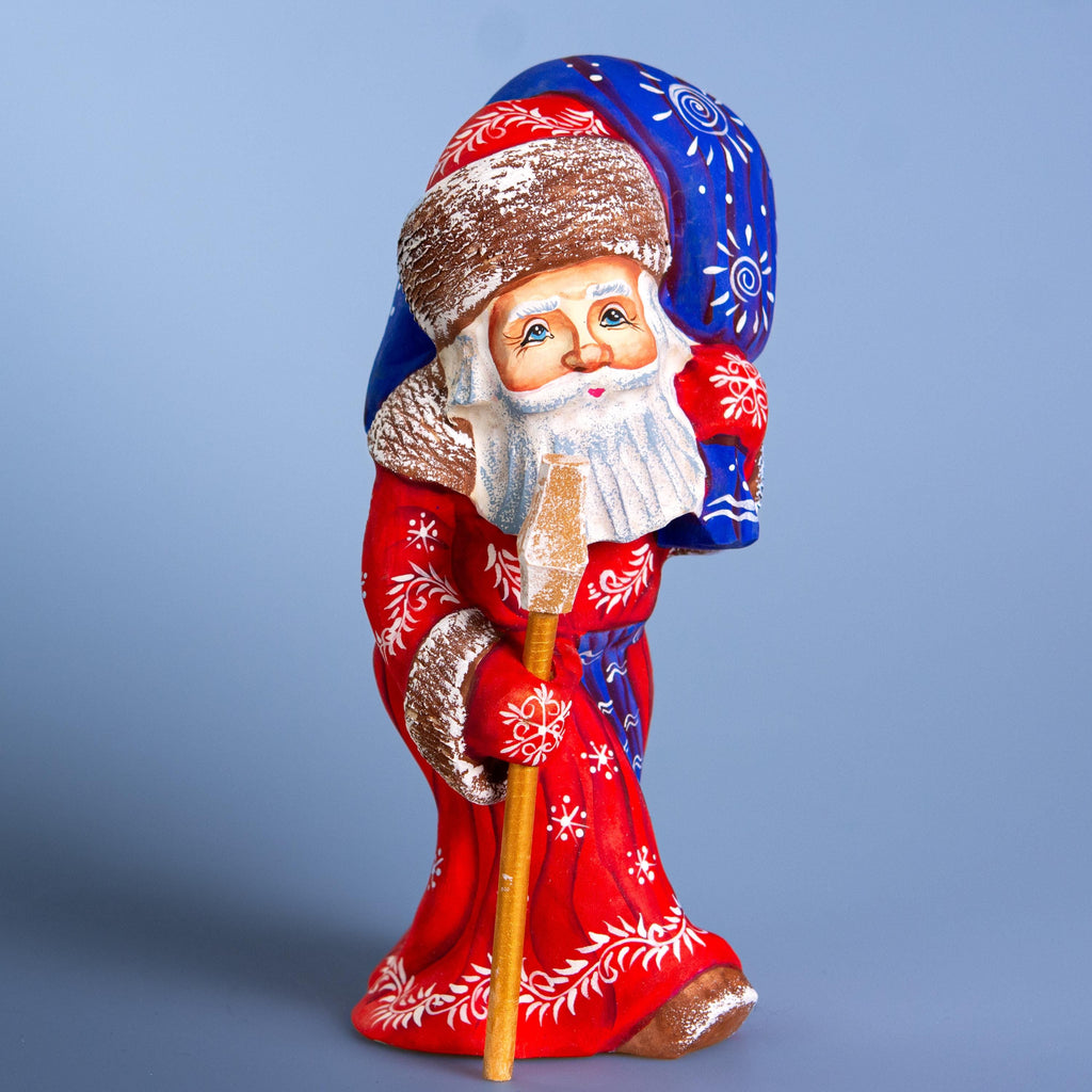 Wooden hand carved Santa Claus figurine 8", Christmas Holiday Home Decor indoor, Hand painted Christmas gift made in Ukraine