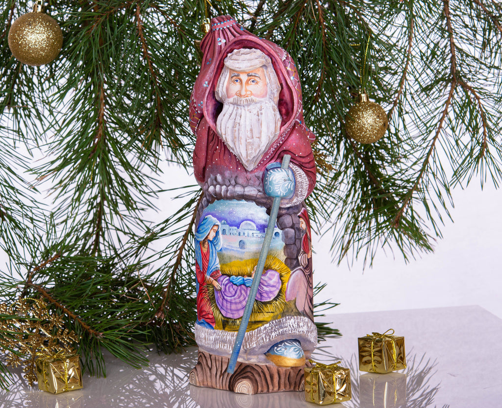 Old World Santa Figurine 12", Holy Family Nativity, Hand Painted