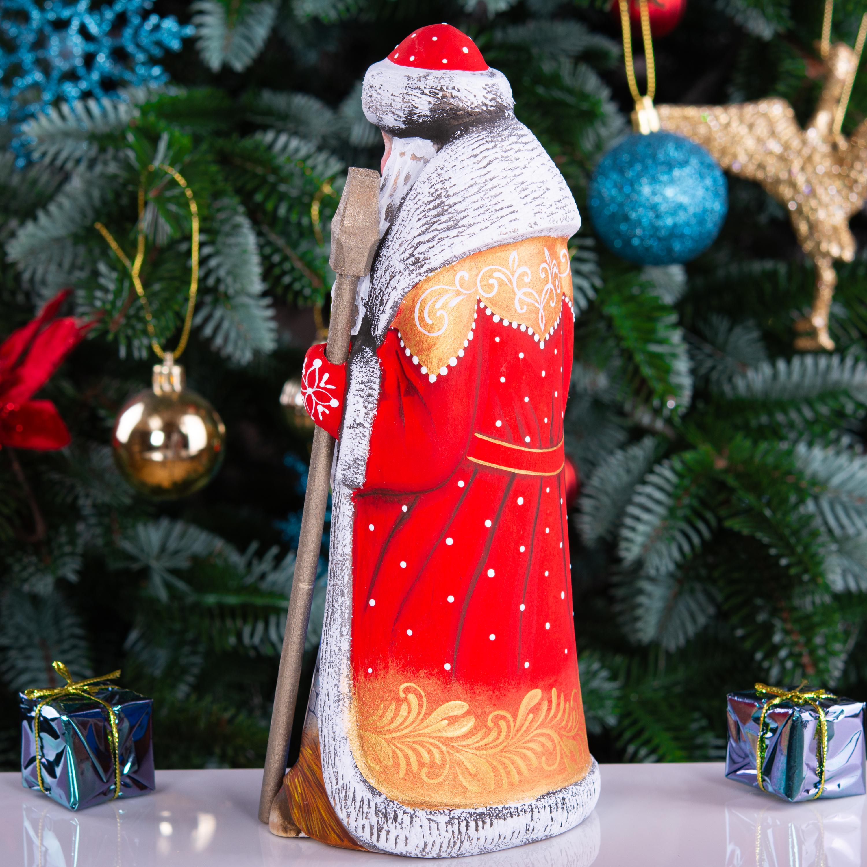 Father Christmas Figurine 9", Nativity Scene, Hand Carved Wood