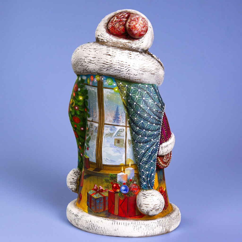 Collectible Santa Wood Figurine 14" — Boy Playing Toy Train