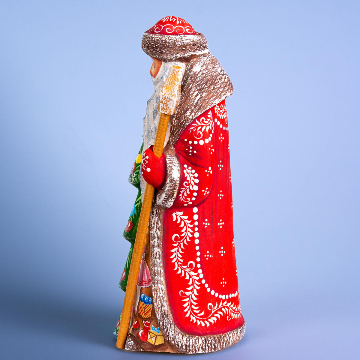Hand Carved Wooden Santa Claus Figurine: 9" Holiday Decor