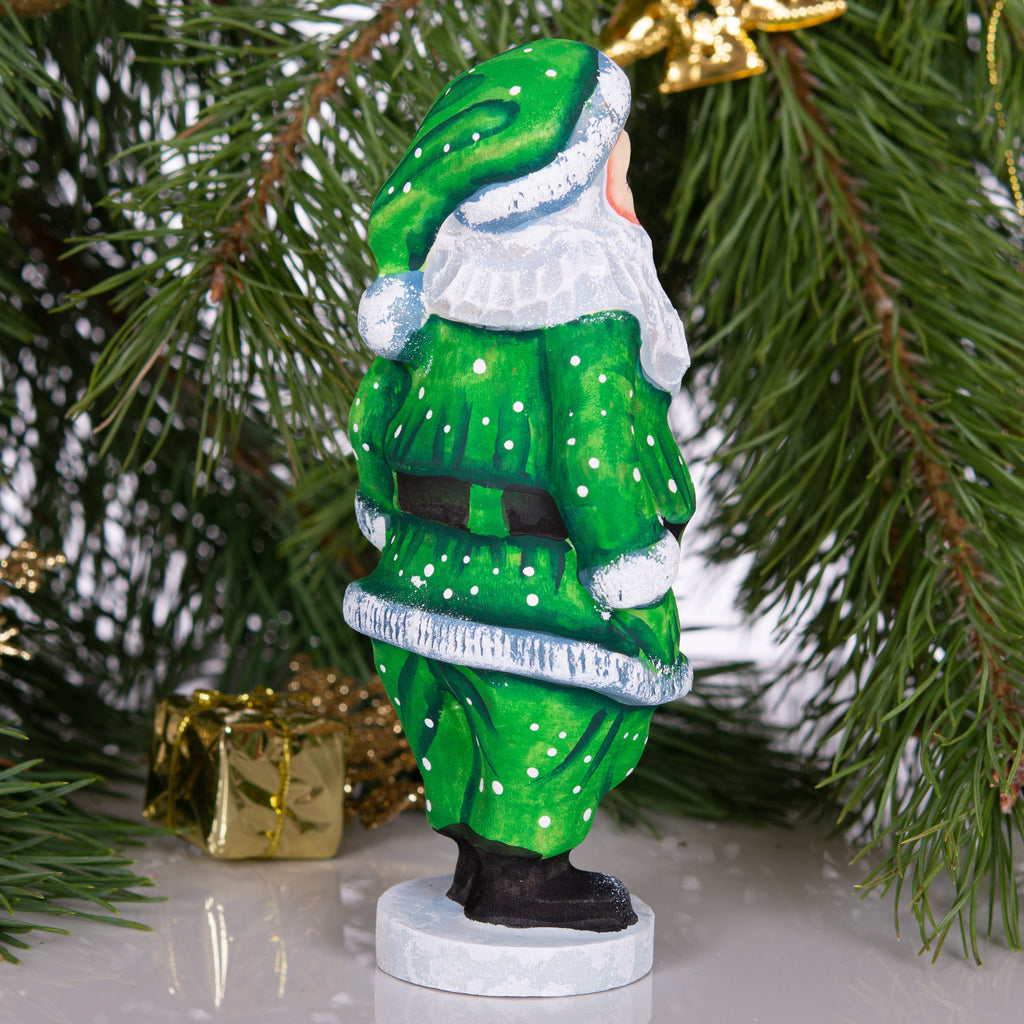 Hand Carved Wooden Santa Claus Figurine: 7" Christmas Decor