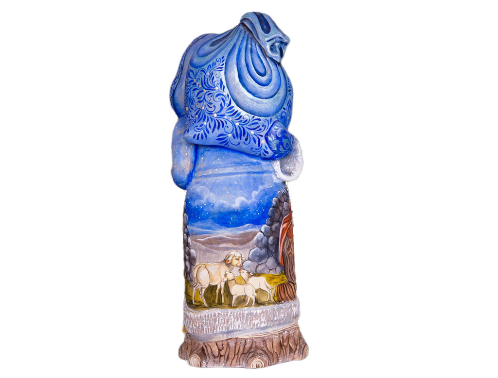 Santa Figurine 12", Nativity Scene, Orthodox Icon Style, Hand Painted Wood