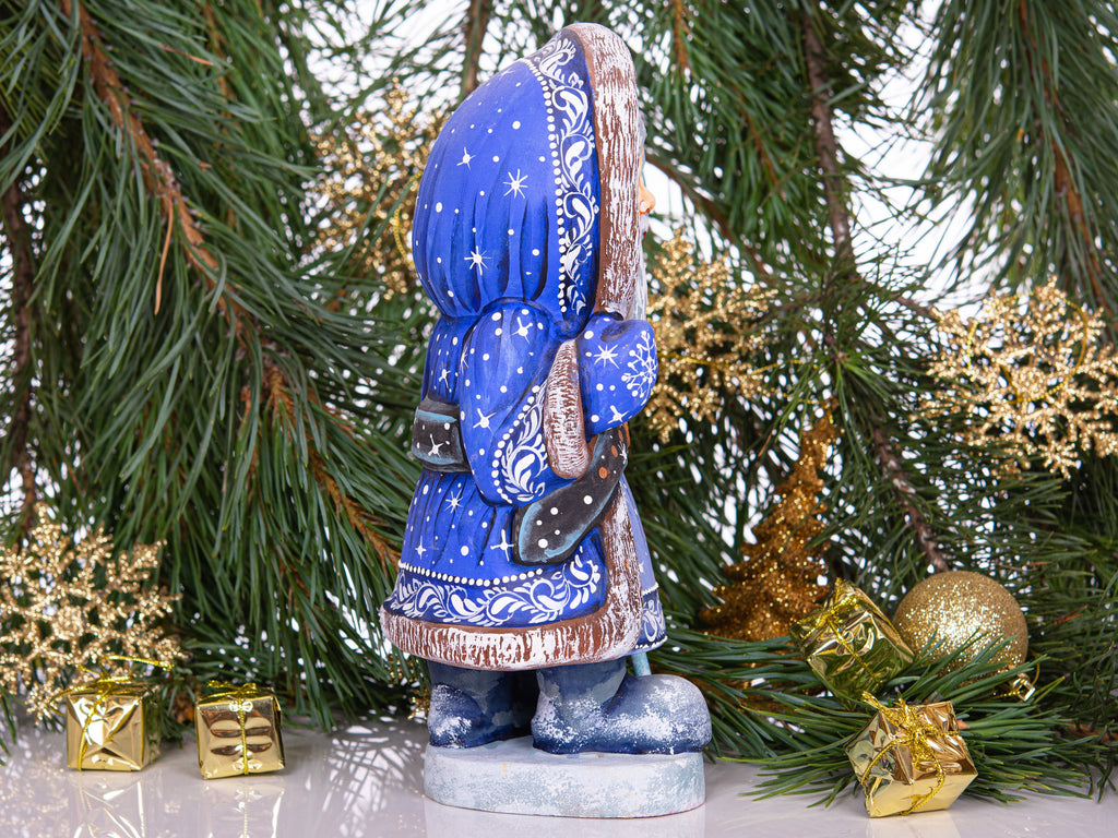 Hand-Carved Wooden Santa Claus Figurine: Retro Christmas Decor (10 inch)