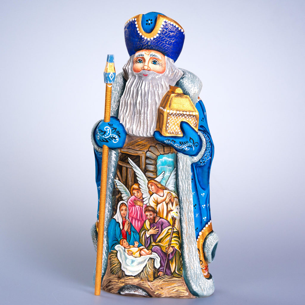 Hand carved Santa wooden figurine 12 inch, Nativity scene collectible
