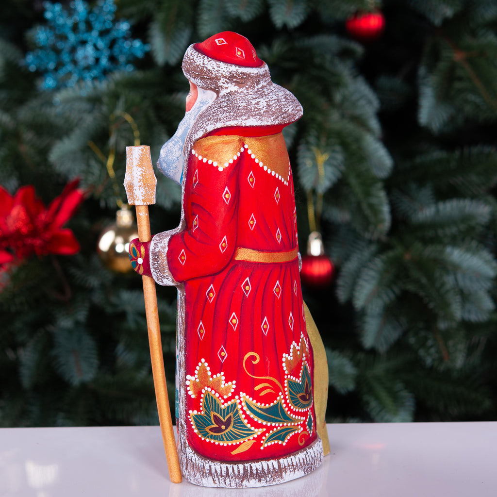 Hand Carved Wooden Santa Claus Figurine: Signed Folk Art Christmas Decor