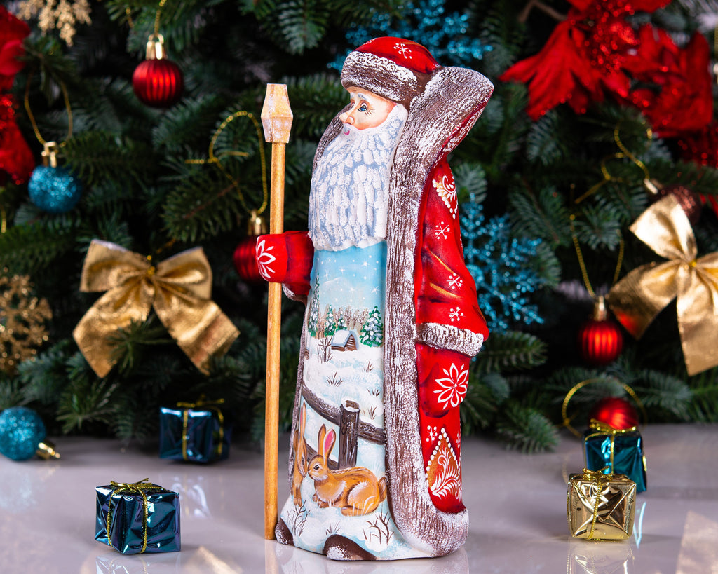 Christmas Holiday Home Decor indoor Wooden Santa Claus figurine 9", Funny Christmas gift ideas made in Ukraine