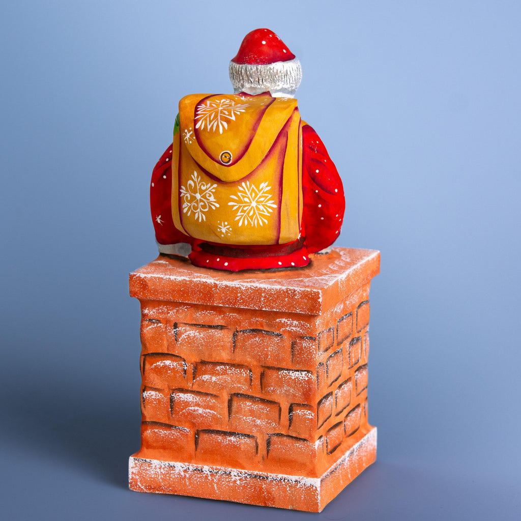 Hand Carved Wooden Santa Claus Figurine - Handmade Christmas Decor