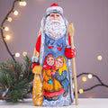 Santa Claus figurine 9 inch, hand painted children and bullfinches